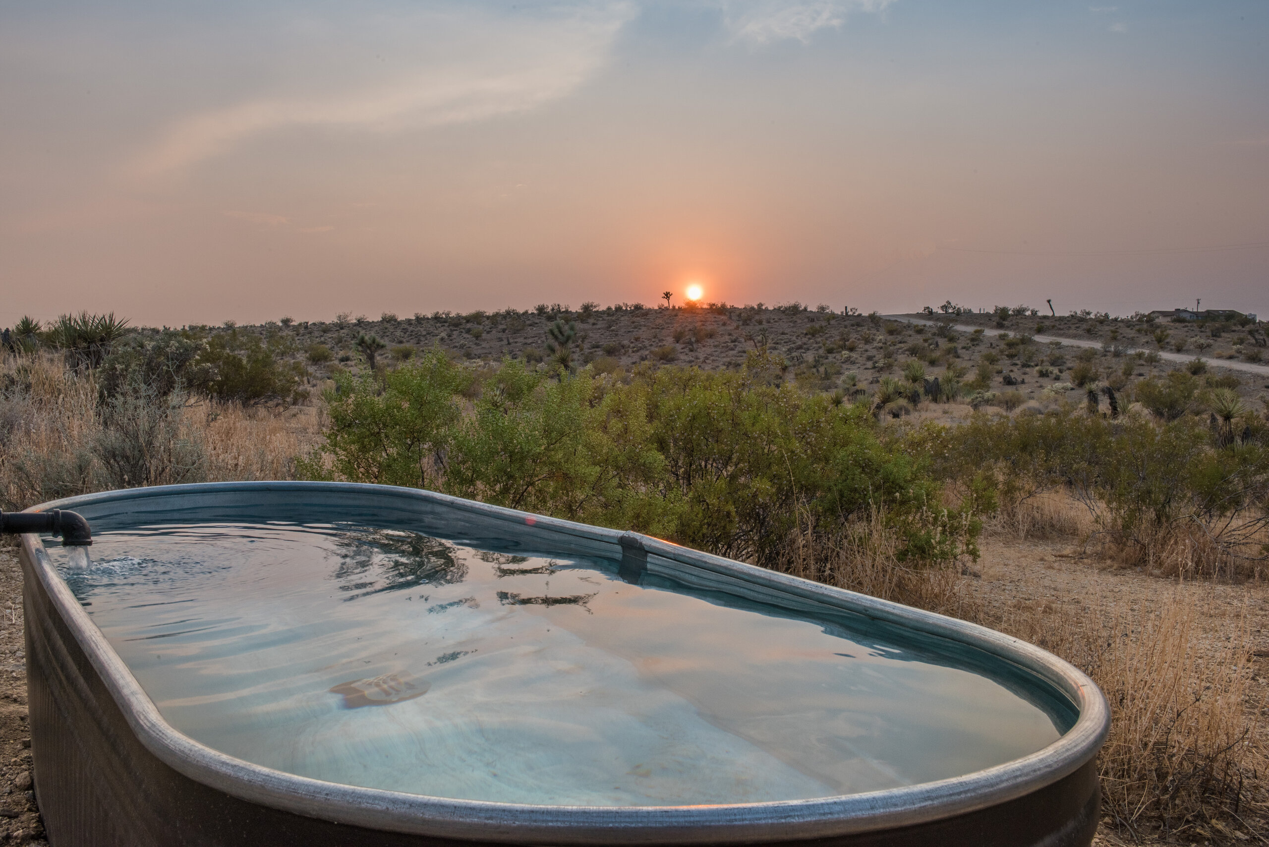 Cowboy tub at Pause House PM as the sun sets